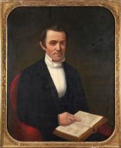 AMERICAN SCHOOL (19TH CENTURY) PORTAIT OF A GENTLEMAN WITH A BOOK