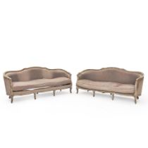 PAIR OF LOUIS XV-STYLE FRENCH COUNTRY SOFAS