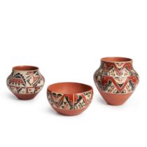 THREE JEMEZ PUEBLO POTTERY POTS