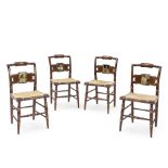 FOUR NORMAN ROCKWELL 'FOUR FREEDOMS' HITCHCOCK FANCY SIDE CHAIRS