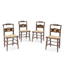 FOUR NORMAN ROCKWELL 'FOUR FREEDOMS' HITCHCOCK FANCY SIDE CHAIRS