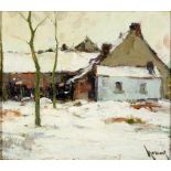 AMERICAN SCHOOL (20TH CENTURY) HOUSE IN SNOW