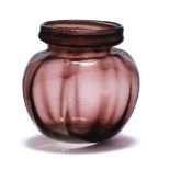 A Roman streaky purple glass ribbed storage jar