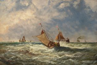 Edwin Hayes RHA, RI, ROI (British, 1819-1904) Ships in a squall 20 1/4 x 30 1/2in (51.5 x 77.5cm)