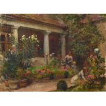 Imre Gergely (Hungarian, 1868-1914) Garden scene 17 3/4 x 23 3/4in (45 x 60.3cm)