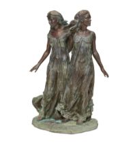 A FREDERICK HART PATINATED BRONZE FIGURAL GROUP: DAUGHTERS OF ODESSA: SISTERSFrederick Elliot Ha...