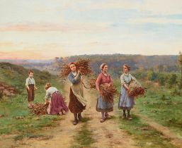 César Pattein (French, 1850-1931) Wood gatherers returning home 23 1/4 x 28 1/4in (59.1 x 7...