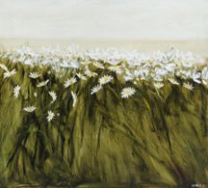 Ardoth Terrill Hughes (American, 1928-2017) Daisy hedge 36 x 40in (91.4 x 101.6cm)