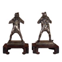 A PAIR OF AUSTRIAN SILVER-PLATED FIGURAL BOOKENDS20th century