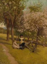 David Wilkie Wynfield (British, 1837-1887) Beneath the trees 40 x 30in (101.6 x 25.4cm)