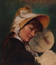Charles Osborne (American, born 1875) A study of a woman in a bonnet; and a study of a bespectac...