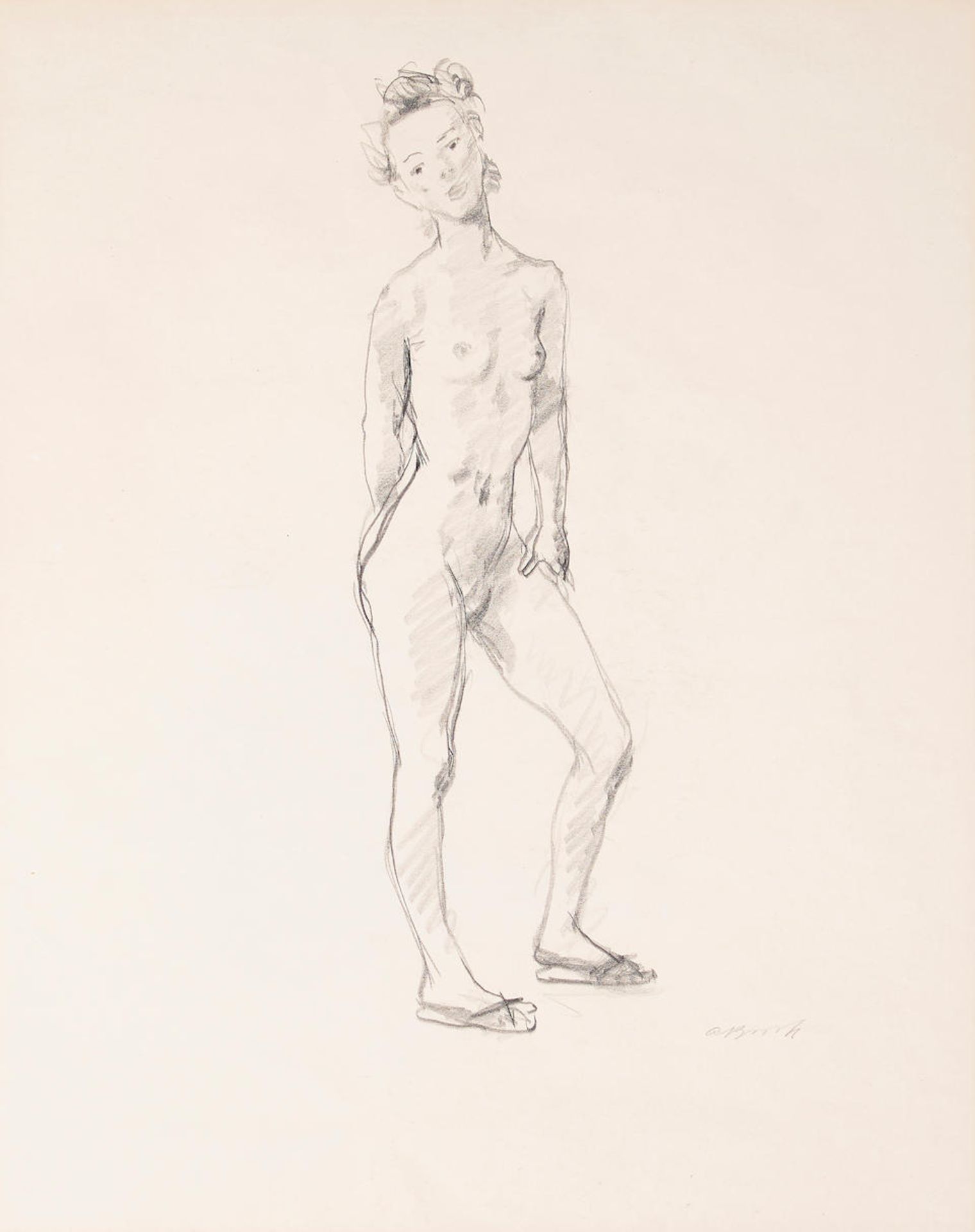 Alexander Brook (1898-1980) A study of a standing nude 19 3/4 x 16in (50.2 x 40.6cm) (sight)