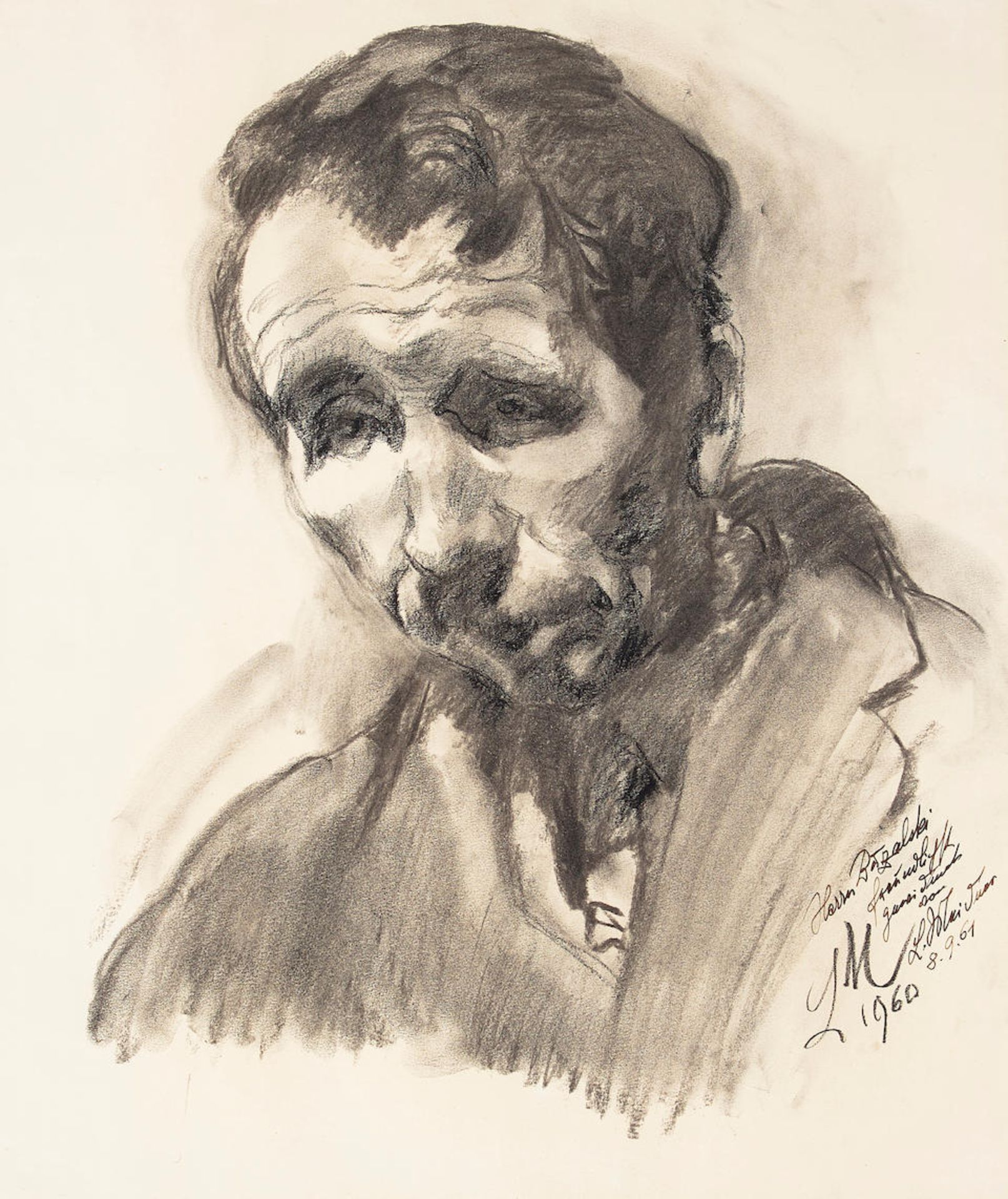 Ludwig Meidner (German, 1884-1966) A portrait of a man 19 x 16 1/4in (48.3 x 41.3cm) (sight)