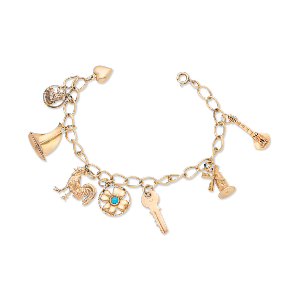 GOLD AND ENAMEL CHARM BRACELET BRACELET OR ET EMAIL