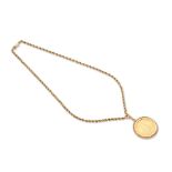 GOLD COIN PENDANT NECKLACE COLLIER PENDENTIF PIECE DE MONNAIE OR