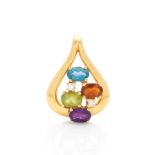 TOPAZ, CITRINE, PERIDOT, AMETHYST AND DIAMOND PENDANT PENDENTIF TOPAZE, CITRINE, PERIDOT, AMETHY...