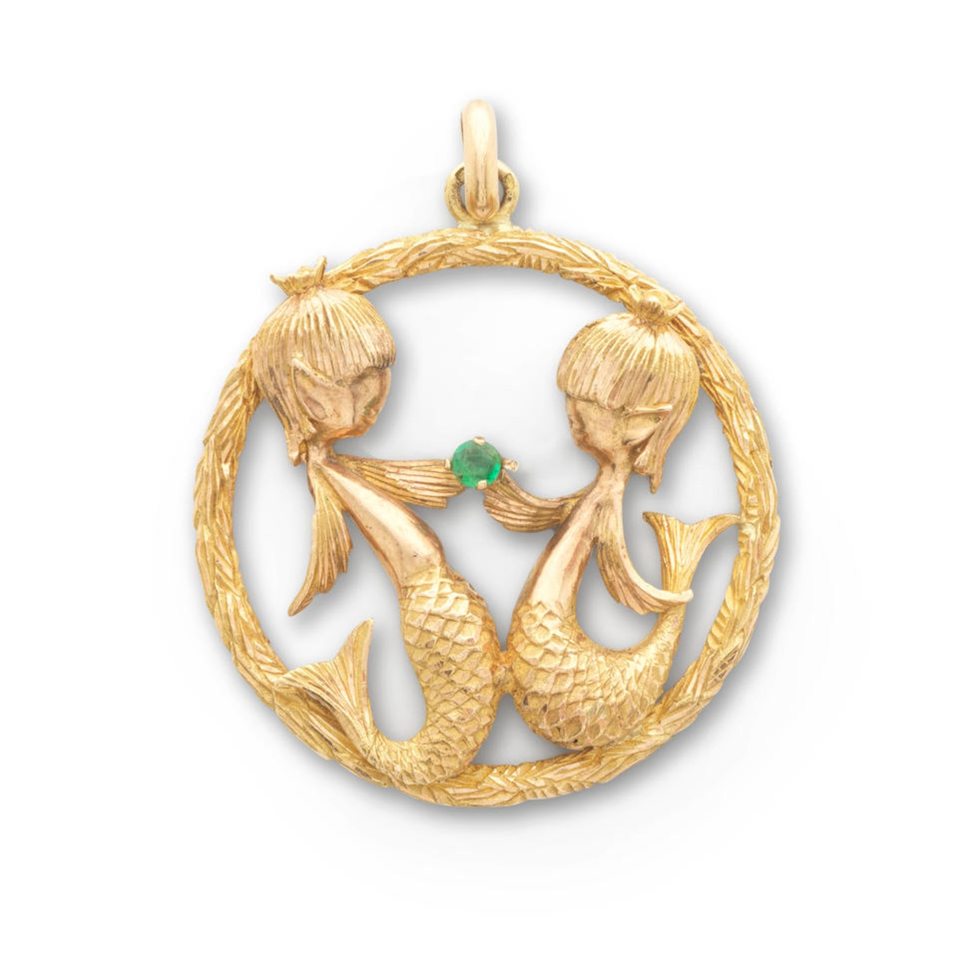 GOLD AND EMERALD PENDANT PENDENTIF OR ET EMERAUDE