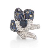 SAPPHIRE AND DIAMOND RING BAGUE SAPHIRS ET DIAMANTS