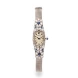 HOETING AMSTERDAM: LADY'S SAPPHIRE AND DIAMOND BRACELET COCKTAIL WATCH HOETING AMSTERDAM: MONTR...