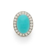 TURQUOISE AND DIAMOND RING BAGUE TURQUOISE ET DIAMANTS