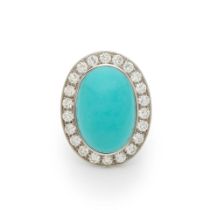 TURQUOISE AND DIAMOND RING BAGUE TURQUOISE ET DIAMANTS