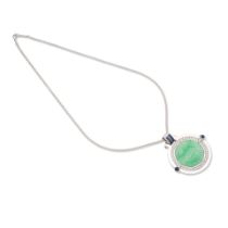 JADEITE, SAPPHIRE AND DIAMOND PENDANT NECKLACE COLLIER PENDENTIF JADE JADEITE, SAPHIRS ET DIAMANTS