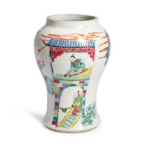 A POLYCHROME-ENAMELED BALUSTER VASE,