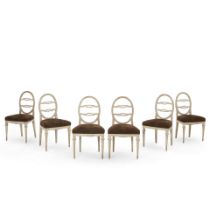 A SET OF SIX SWEDISH NEOCLASSICAL WHITE-PAINTED OVAL-BACK SIDE CHAIRS,