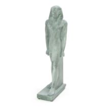 A FRENCH ACADEMIC SCHOOL EGYPTIAN STYLE PLASTER FIGURE OF A STRIDING PHAROAH,