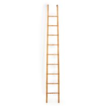 AN ENGLISH ELMWOOD AND ASH LIBRARY LADDER,