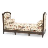 A LOUIS XVI WALNUT AND UPHOLSTERED DAYBED,