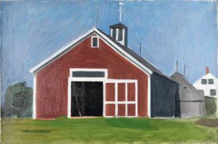 MYRON LECHAY (Russian/American, 1898-1972) Old Barn, Kennebunk, ME framed 56.67 x 82.0 x 5.5 cm ...