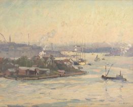 Will Ashton (1881-1963) View of Sydney by Cockatoo Dock