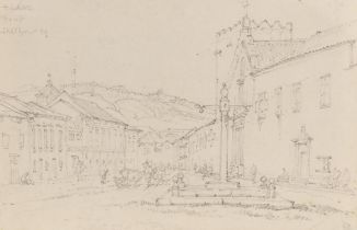 George Chinnery (London 1774-1852 Macau) A Macau street scene with Fort Monte beyond