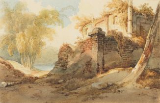 George Chinnery (London 1774-1852 Macau) Ruined temple in a landscape, India