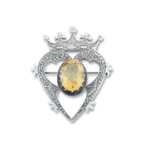 A Scottish silver and citrine Luckenbooth brooch, John Hart