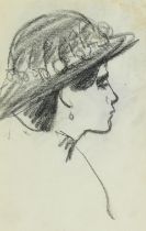John Duncan Fergusson RBA (1874-1961) A lady in a bonnet hat, Paris, c. 1908-10