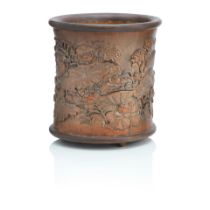 A Chinese carved bamboo brushpot, bitong Late Qing Dynasty or Republic