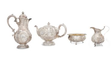 A Victorian cased four-piece silver tea and coffee service by Brook & Son, Edinburgh, 1897