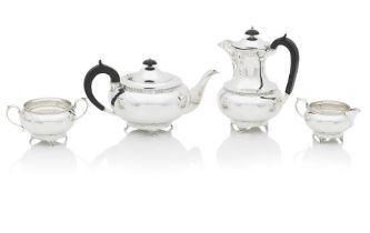 A George VI four piece tea and coffee service by Viners, Sheffield, the coffee pot 1934, the oth...