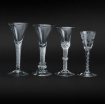 Five Air Twist Glasses Circa 1750-1760