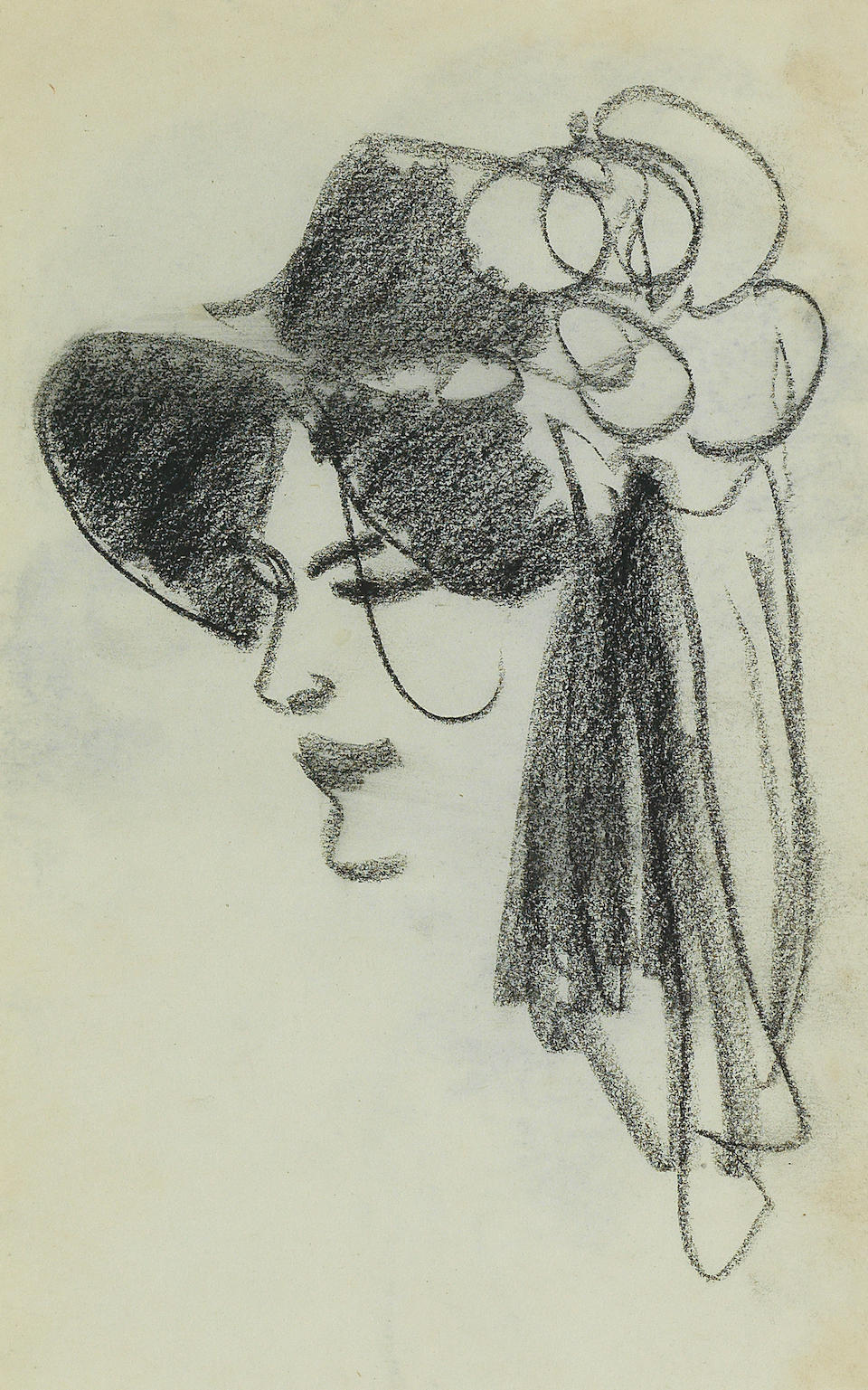 John Duncan Fergusson RBA (1874-1961) A lady in a hat, in profile