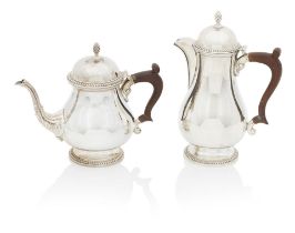 An Elizabeth II coffee pot and teapot, By Barker Ellis Silver Co, Birmingham, 1968 (2)