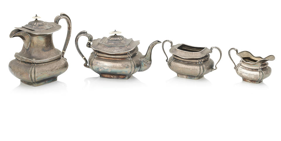 A George V four piece silver tea and coffee service, By P Ashberry & Sons, Sheffield, 1921