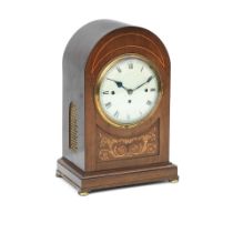 A Late 19th century marquetry mahogany triple fusee bracket clock