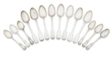 A set of eight Victorian fiddle pattern tablespoons By Andrew Wilkie, Edinburgh, 1840 (14)