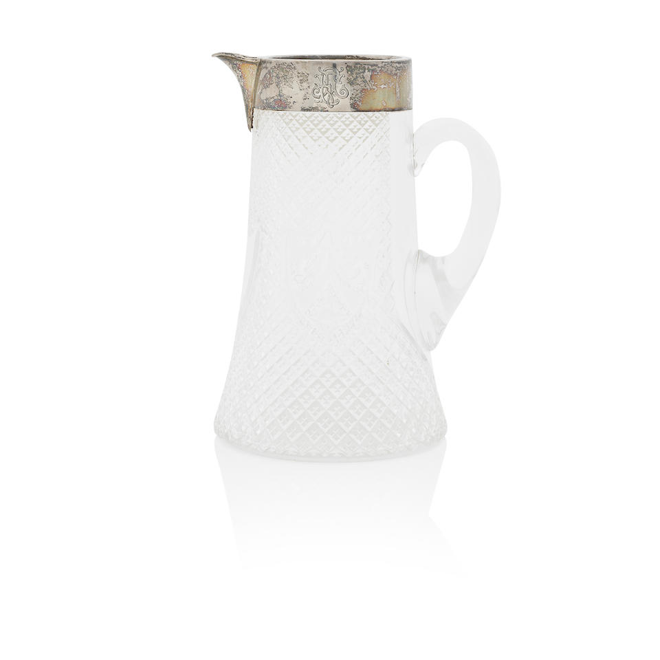 A Victorian silver-mounted cut-glass water jug, Drew & Sons, London, 1896