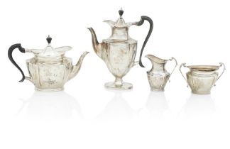 A George V four piece silver tea and coffee service By Roberts & Belk, Sheffield, 1913/14