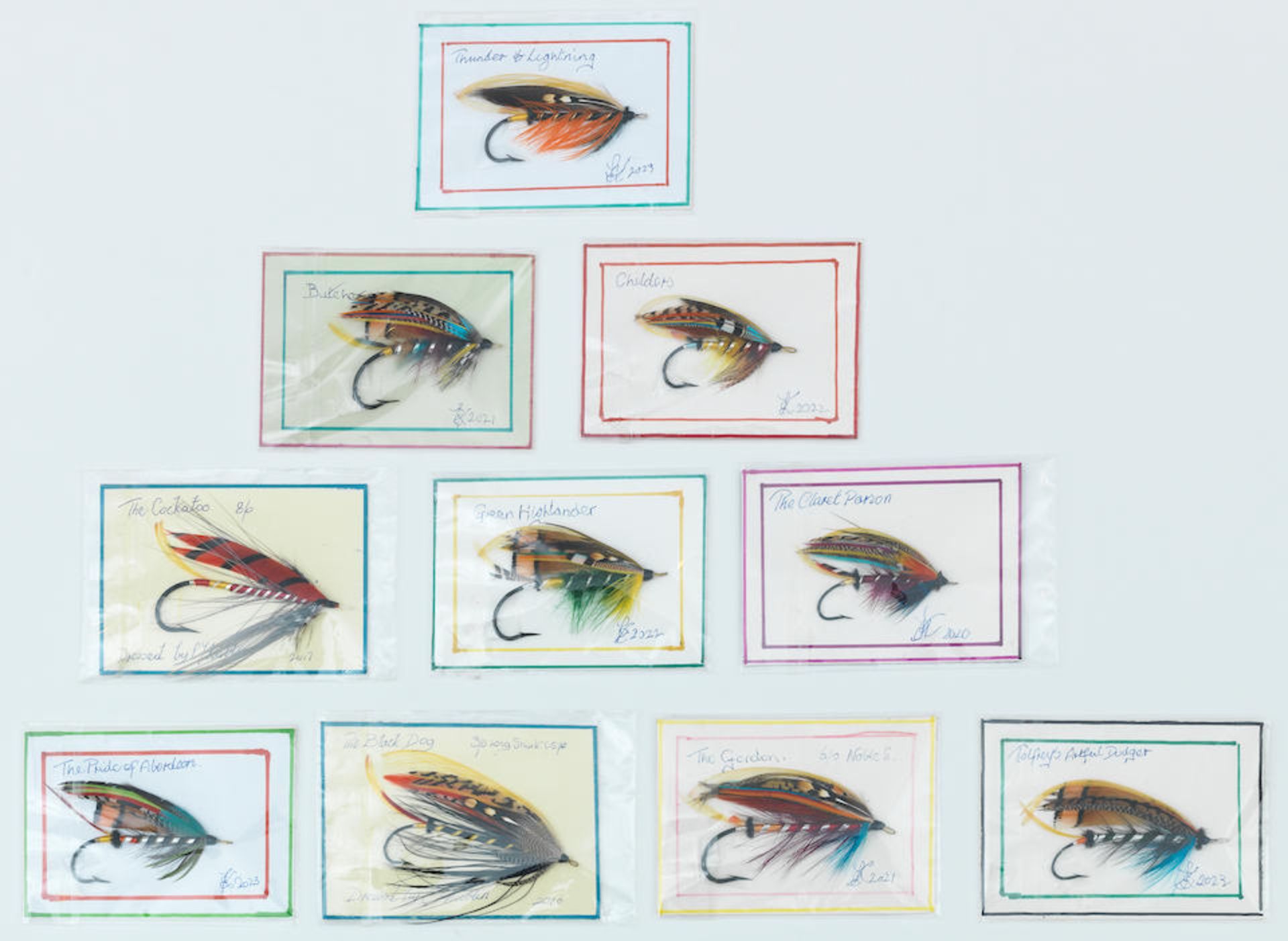 Ten traditionally tied Scottish Salmon flies by Edward J Kublin
