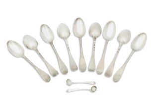 A set of nine Scottish provincial silver tablespoons By Thomas Borthwick of Inverness, c.1770, T...